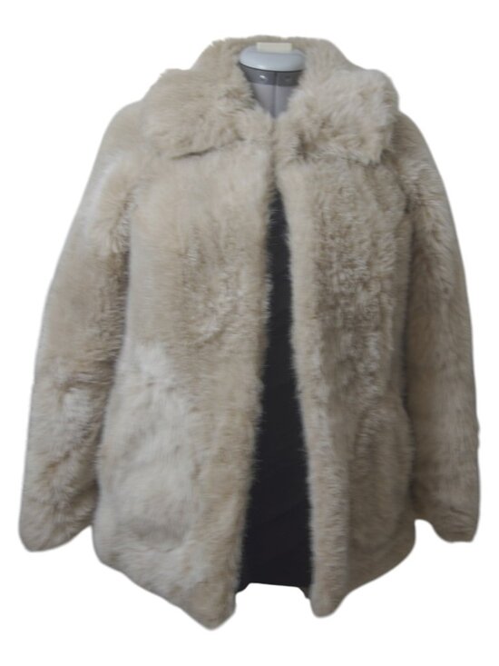 The Unbranded Brand Jackets & Blazers - Cream Faux Fur Teddy Coat Collared Lined Jacket with Pockets Hook & Eye No Tag